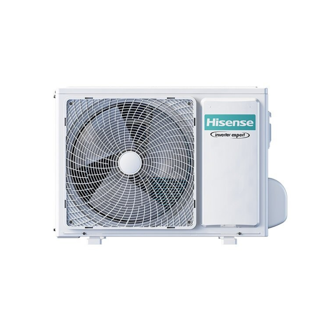 Hisense air conditioning outdoor unit on a white background