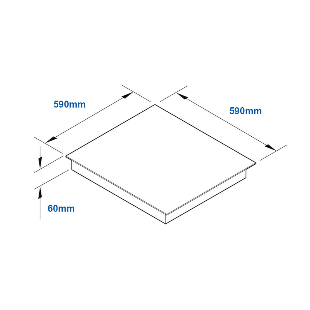Dimensions of the Haier induction cooktop.