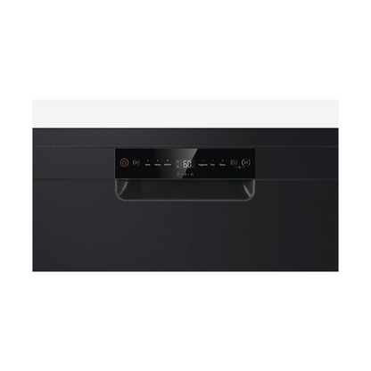 Haier 60cm Freestanding Dishwasher in a Black finish displaying it's controls