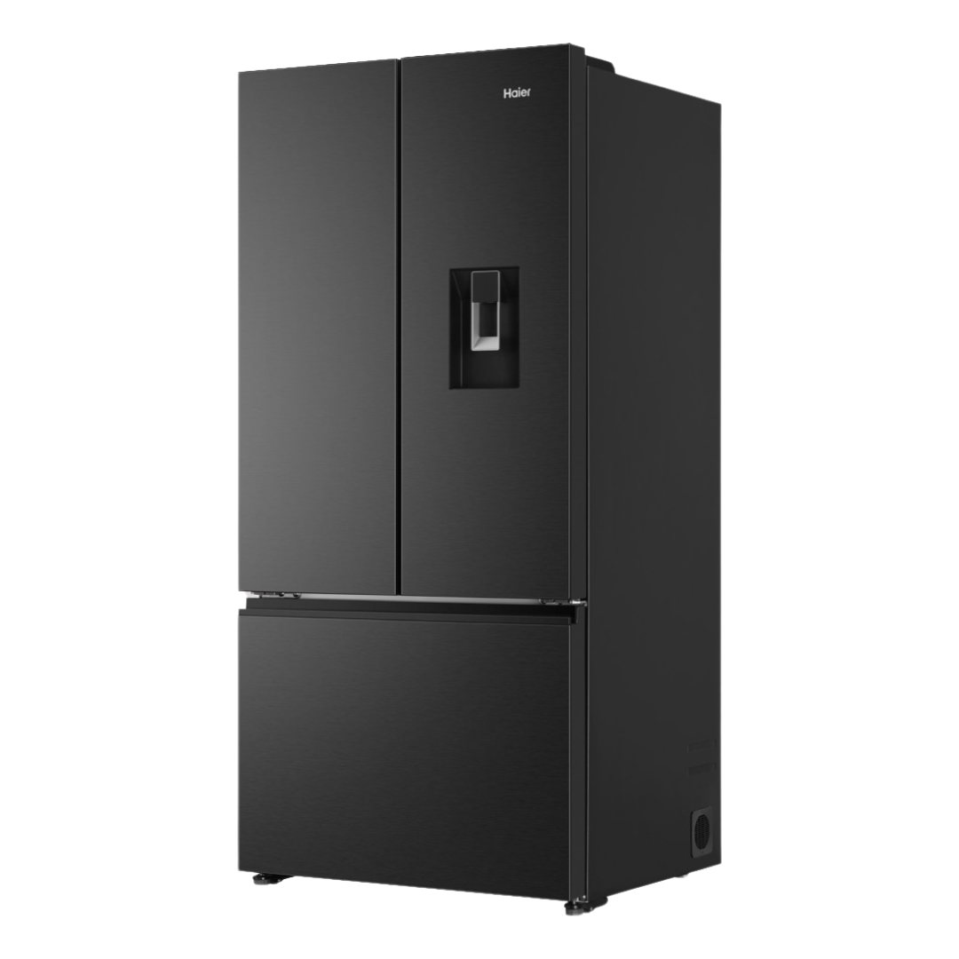 Haier French Door Fridge with a dispenser at an angle