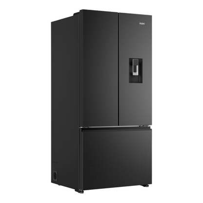 Haier French Door Fridge with a dispenser at an angle