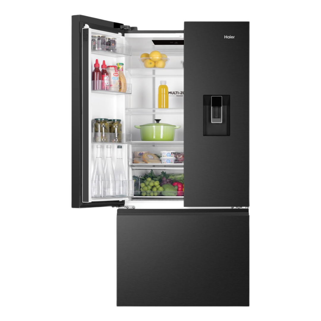 Hair French Door Fridge with the top left door open