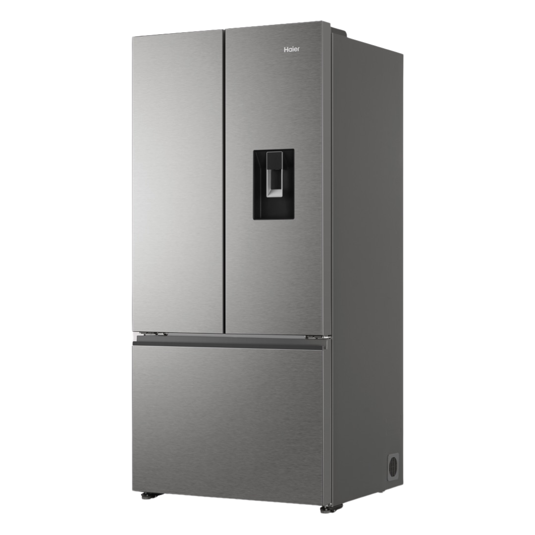 Haier French Door Fridge in Satina colourway  pictured at another angle