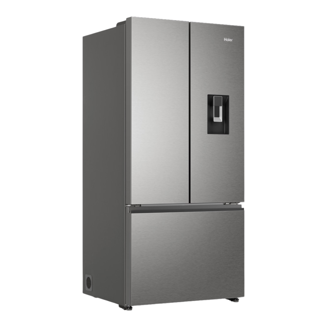 Haier French Door Fridge in Satina colourway pictures at an angle