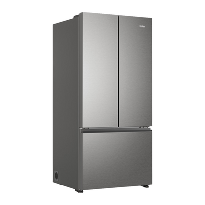 Haier French Door Fridge in Satina colourway pictured at an angle