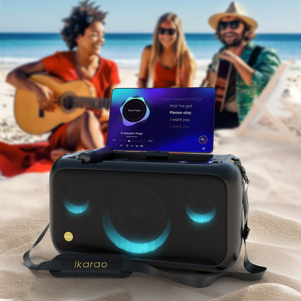 Ikarao Break X1 Portable 800W Karaoke Machine with 13.3" Lyrics Display