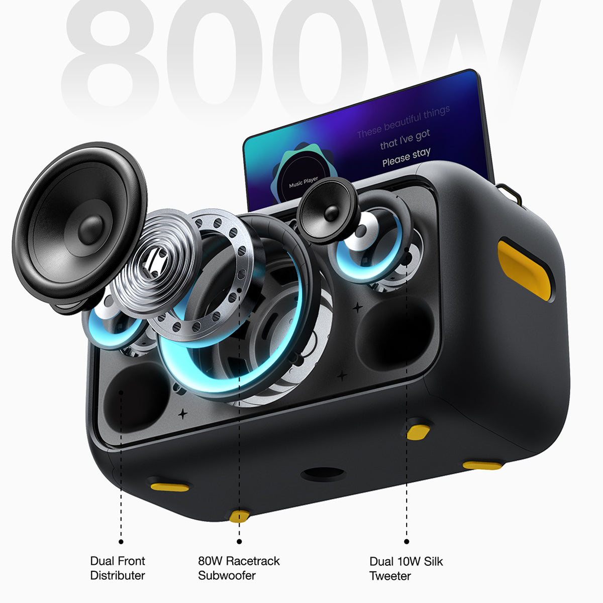 Ikarao Break X1 Portable 800W Karaoke Machine with 13.3" Lyrics Display