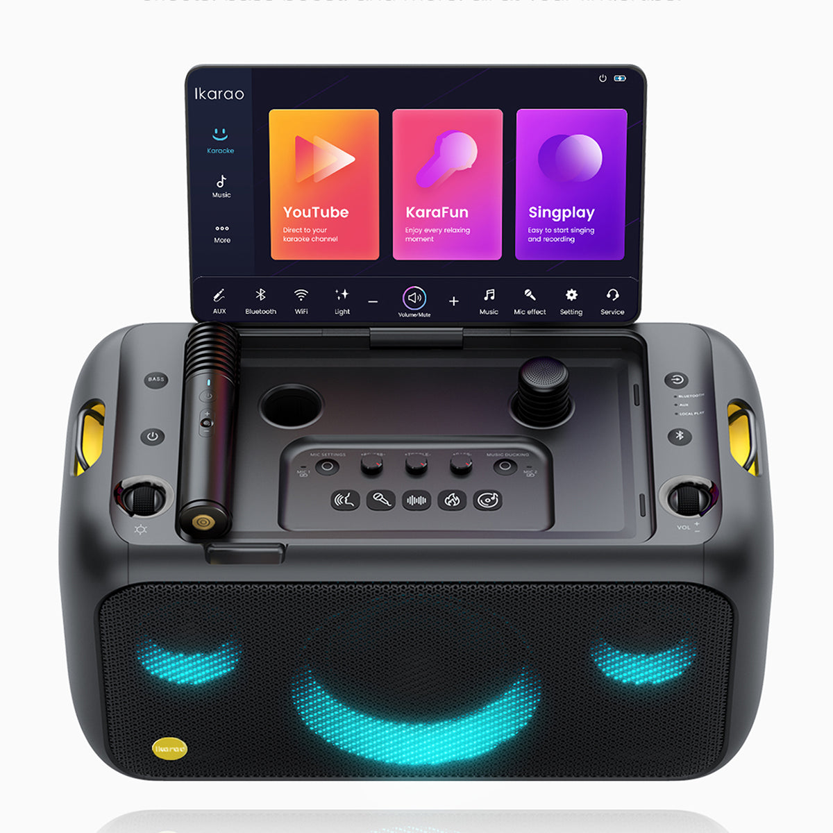 Ikarao Break X1 Portable 800W Karaoke Machine with 13.3" Lyrics Display