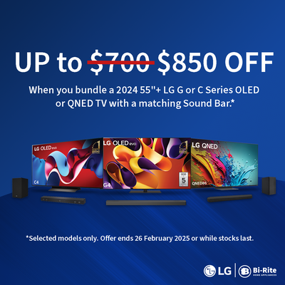 LG TV and Soundbar Bundle - Save up to $850 when you purchase an eligible LG TV and Soundbar in the same transaction