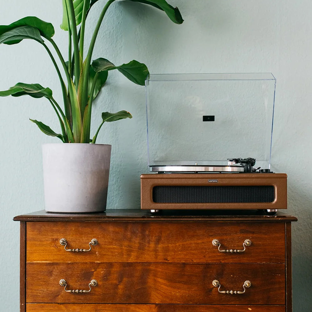 Lenco Leather Turntable with 4 Built-in Bluetooth Speakers