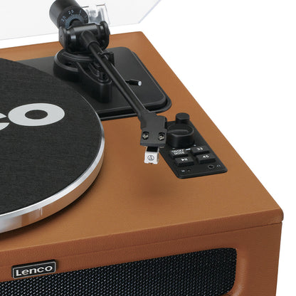 Lenco Leather Turntable with 4 Built-in Bluetooth Speakers