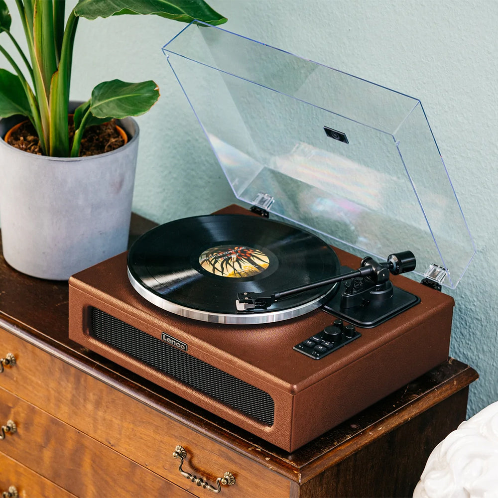 Lenco Leather Turntable with 4 Built-in Bluetooth Speakers