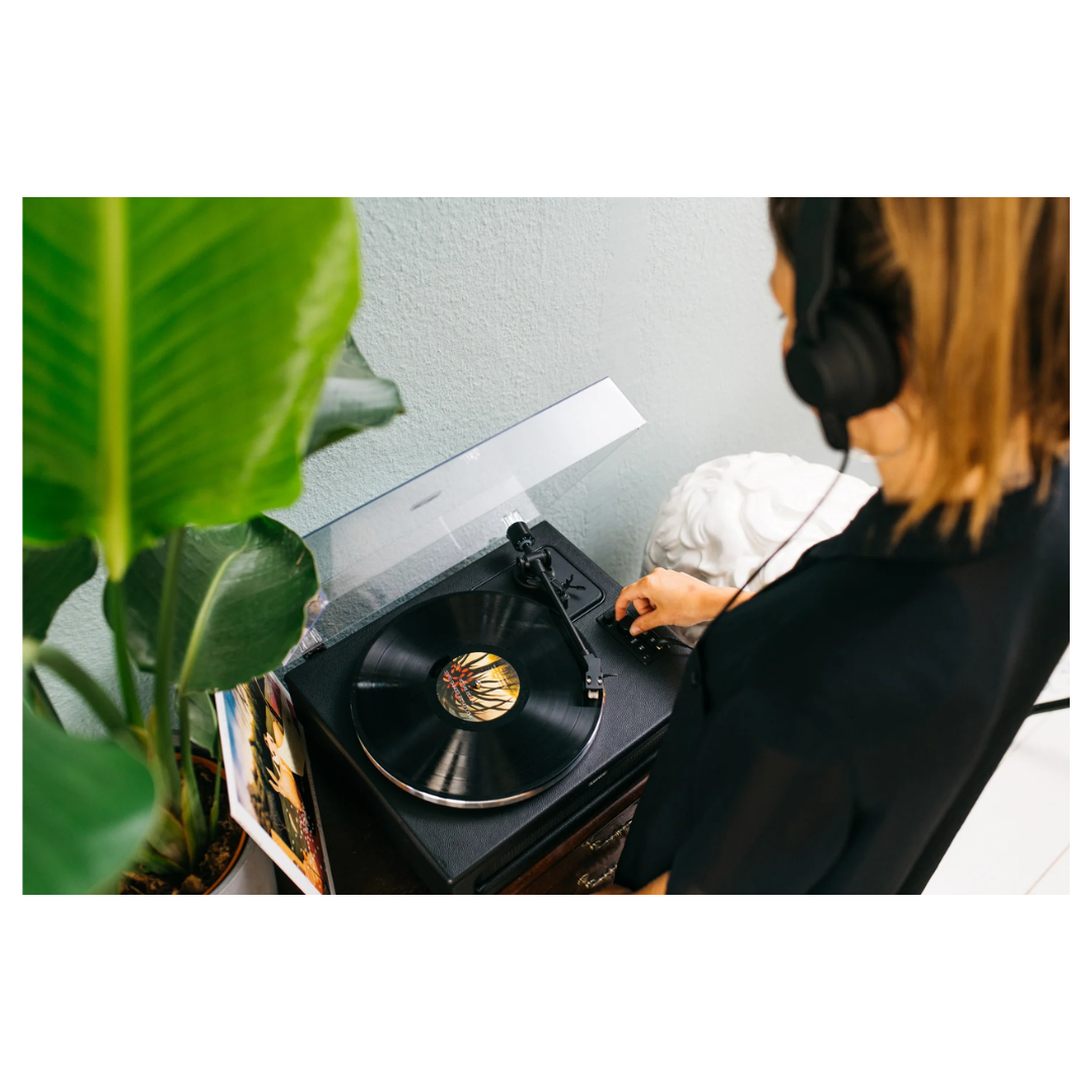 Lenco Leather Turntable with 4 Built-in Bluetooth Speakers