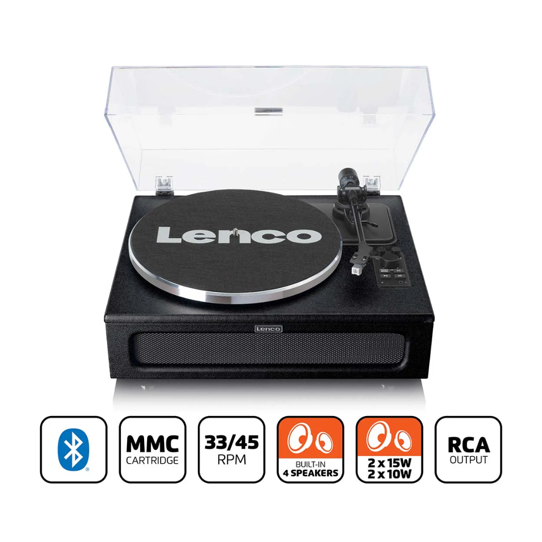 Lenco Leather Turntable with 4 Built-in Bluetooth Speakers
