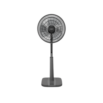 Front view of the Mitsubishi Electric pedestal fan on a white background. 