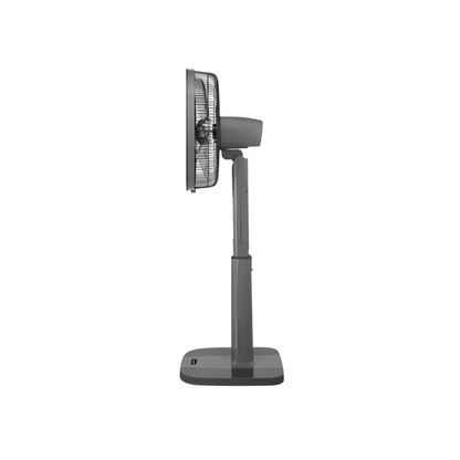 Mitsubishi Electric Pedestal Fan side view on a white background. 