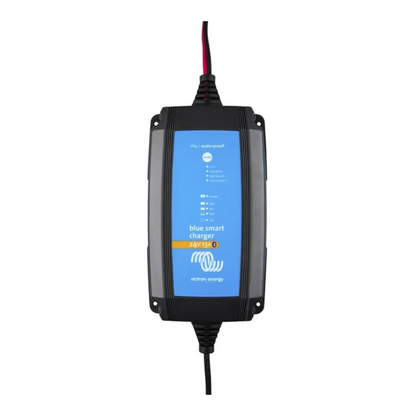 Victorian Professional IP65 blue smart 24V 13A waterproof battery charger with LED indicators, advanced charging algorithms, and Bluetooth connectivity for easy monitoring and control.