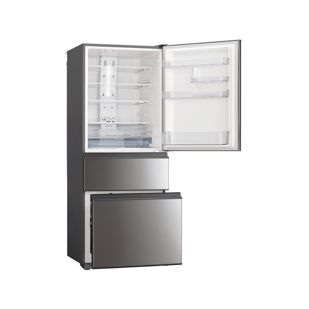 Mitsubishi Electric 450L Bottom Mount Fridge Stirling Silver