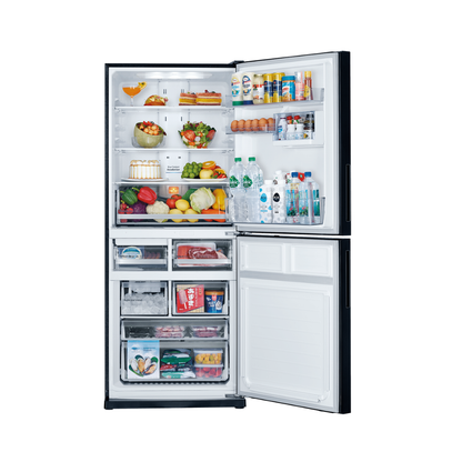 Mitsubishi Electric 421L Bottom Mount Fridge Brilliant Black