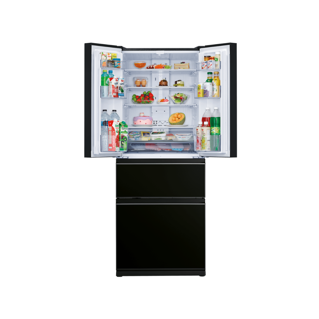 Mitsubishi Electric 442L French Door Fridge Brilliant Black Glass