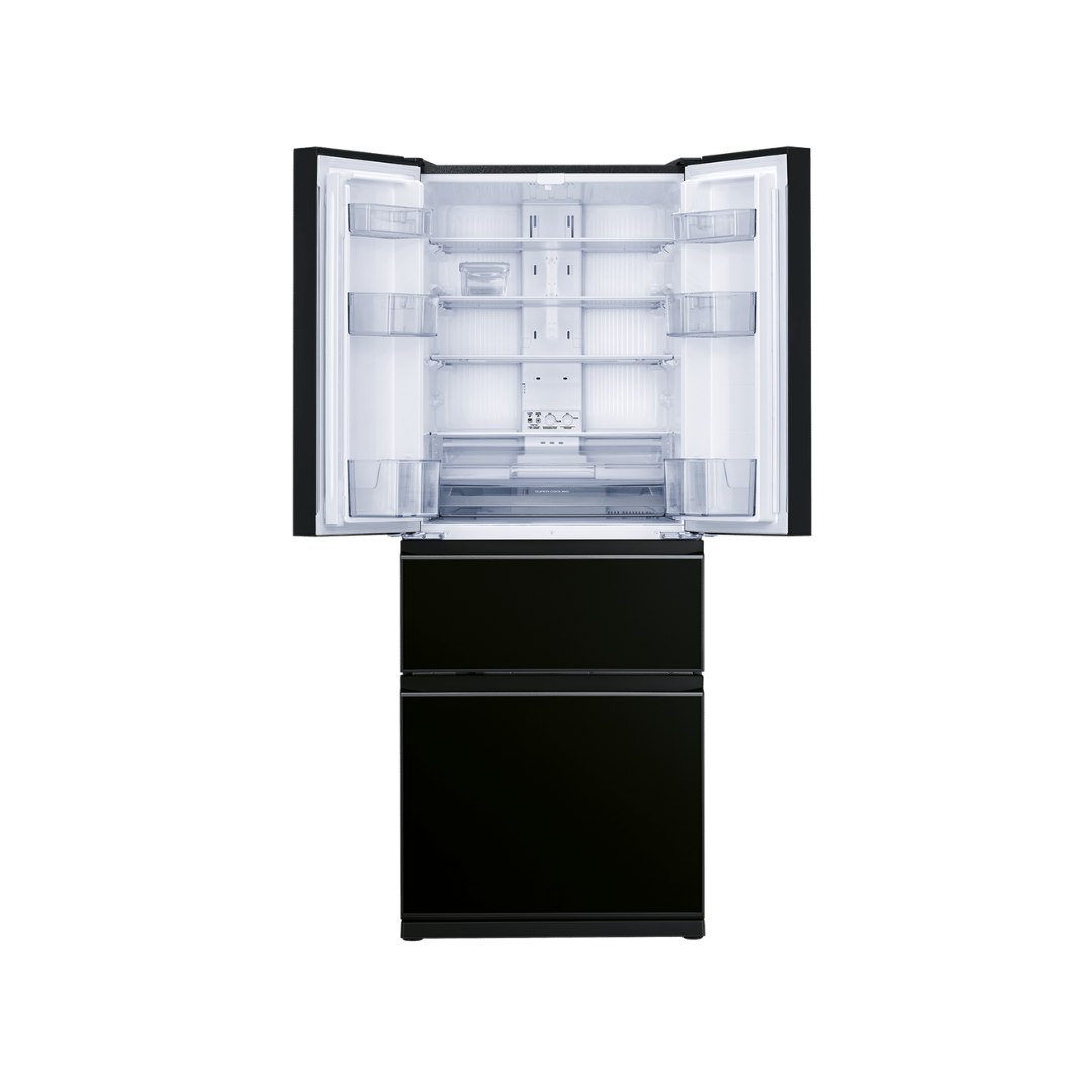Mitsubishi Electric 442L French Door Fridge Brilliant Black Glass