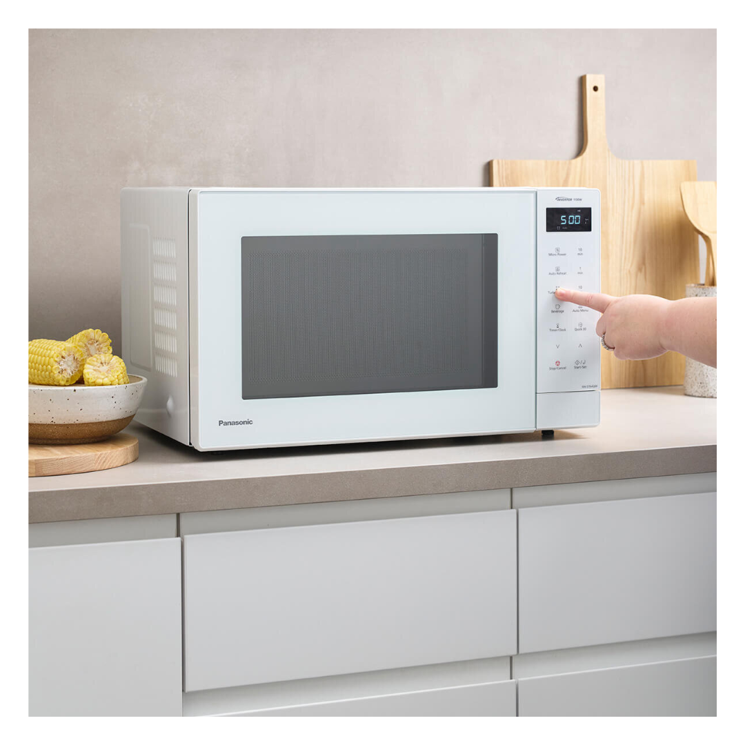 Panasonic 32L 1100W Microwave Oven Sleek White Glass