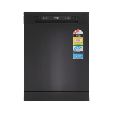 Omega Appliances 60cm Freestanding Dishwasher Black Stainless Steel