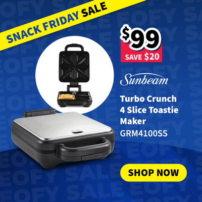 Sunbeam Turbo Crunch 4 slice Toastie Maker on sale now for $99 - Save $20