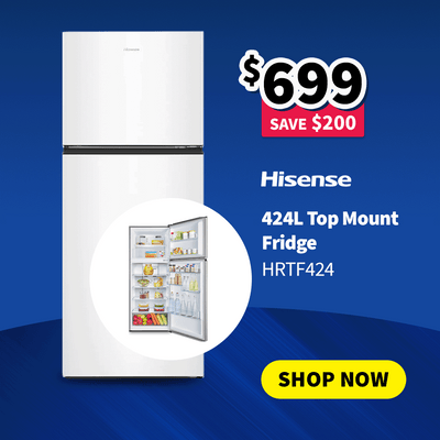 Hisense 424L Top Mount Fridge on sale now $699 - Save $200