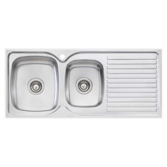 Oliveri Endeavour 1 and 3/4 Top Mount Left Hand Sink With Drainer