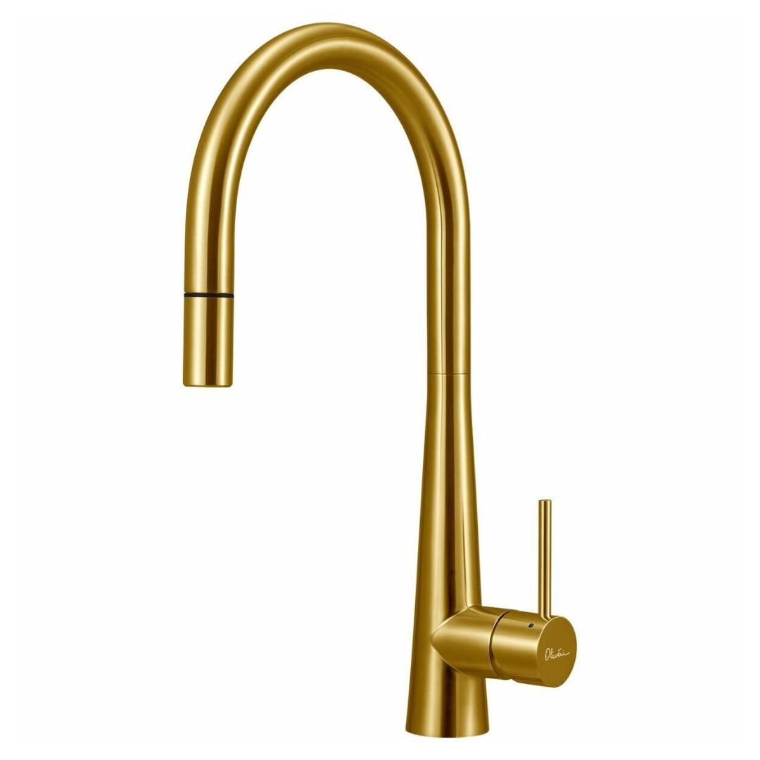 Oliveri Essente Gooseneck Pull Out Mixer Tap Gold SS2525AU – Bi-Rite ...