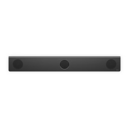 Top view of the LG Home Theater soundbar, showing threw mini speakers, and connection indicators. 