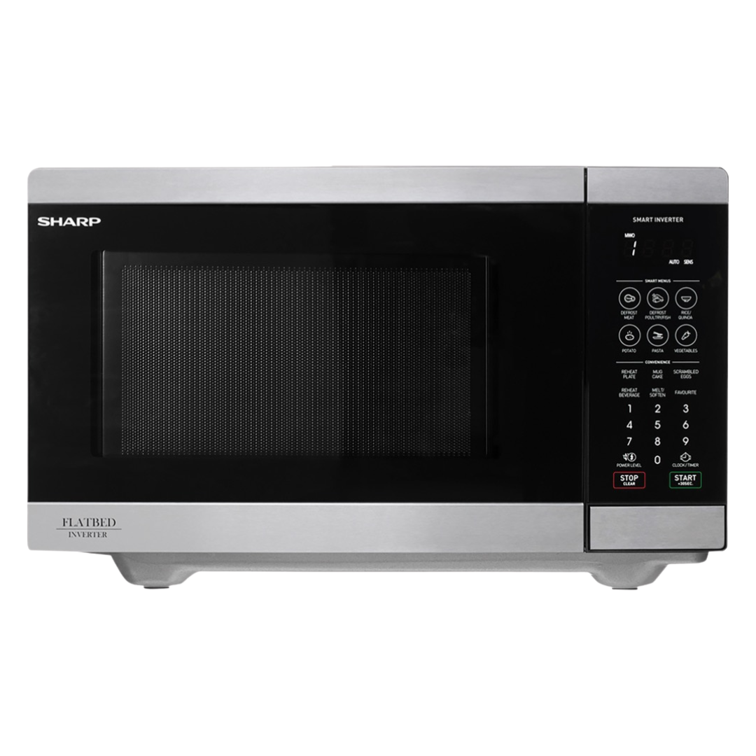 Sharp 26L 900W Flatbed Inverter Microwave Stainless Steel