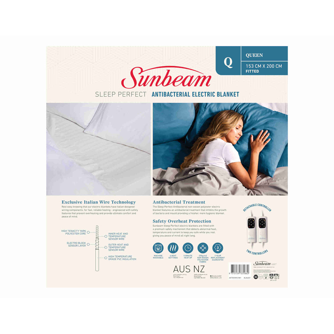 Sunbeam Sleep Perfect Antibacterial Electric Blanket - Queen - BLA6351 image_2