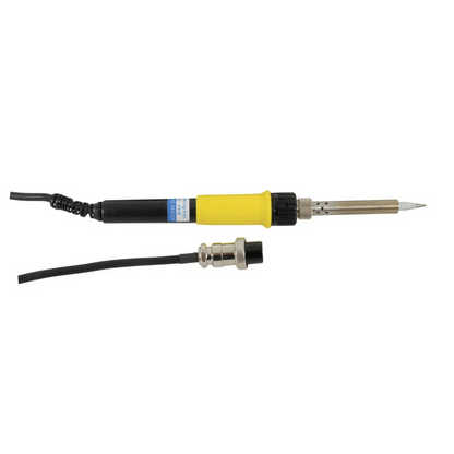Duratech TS-1564 soldering iron handpiece with fine tip, ergonomic yellow handle and connector cable, designed for precision soldering tasks with compatible control stations.