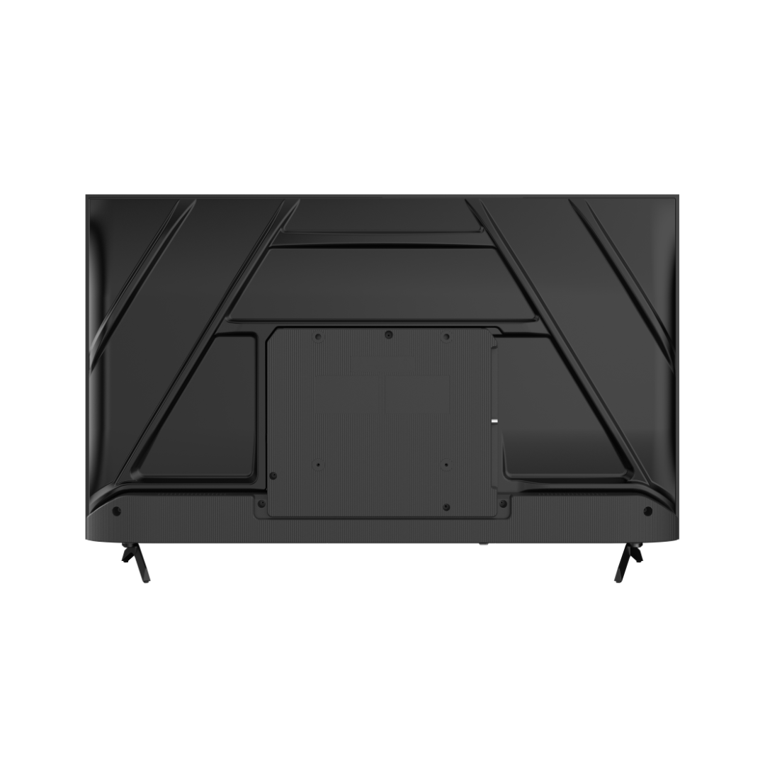Back view of the Chiq 43" QLED 4k Google TV, showing the wall mount screw holes as well as the build quality.