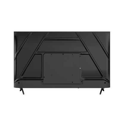 Back view of the Chiq 43" QLED 4k Google TV, showing the wall mount screw holes as well as the build quality.