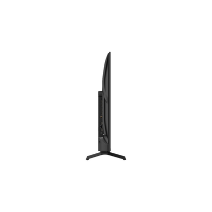 Side view of the Chiq 43"QLED 4k Google TV, showing the connection ports and the depth of the TV.