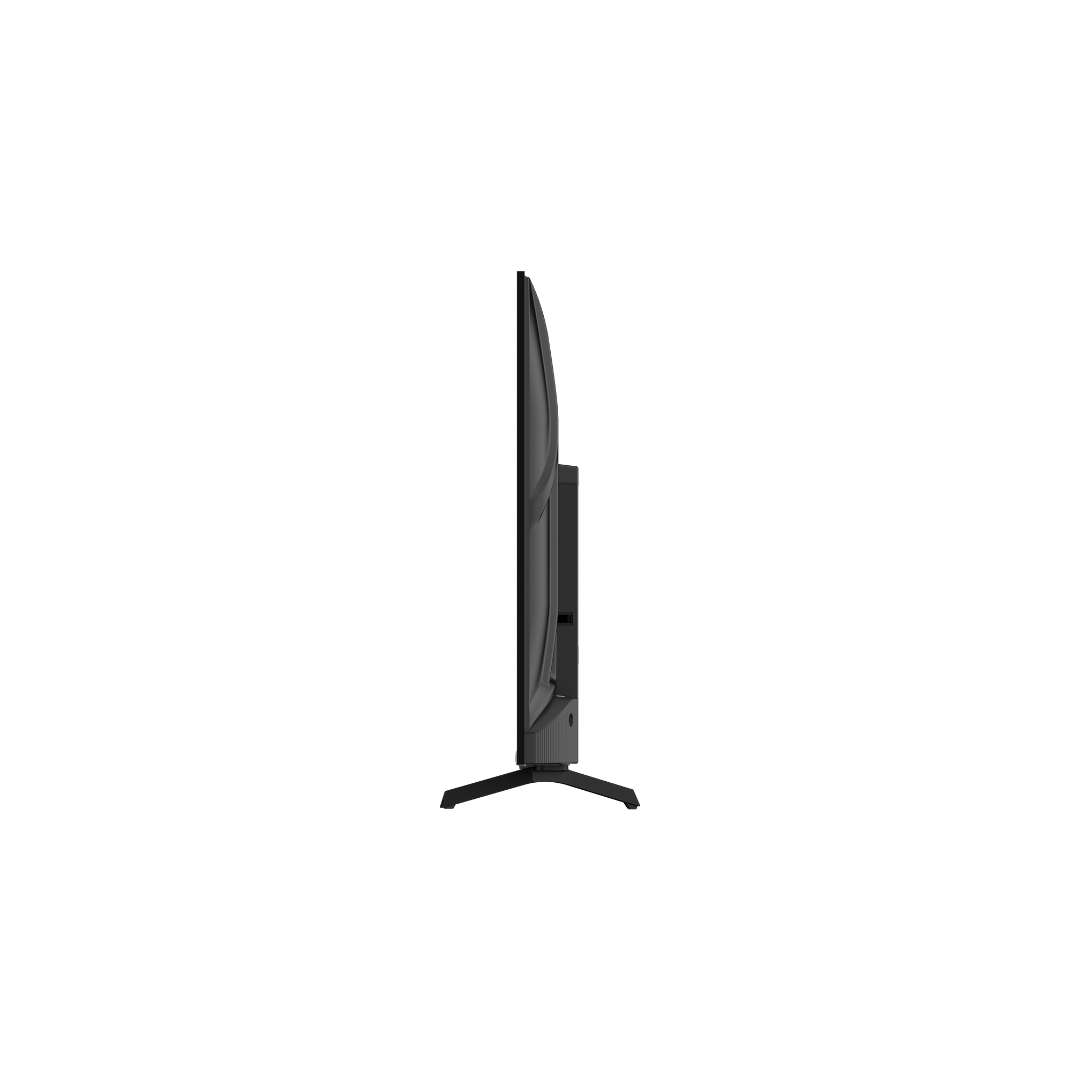 Side view of the Chiq 43" QLED 4k Google TV, showing the depth of the product.