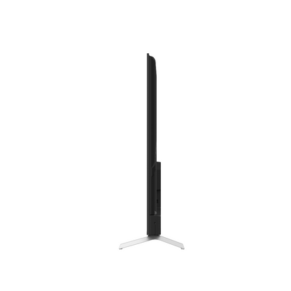 Side view of the Chiq 65" QLED 4K Google TV, showing the side profile of the TV. 