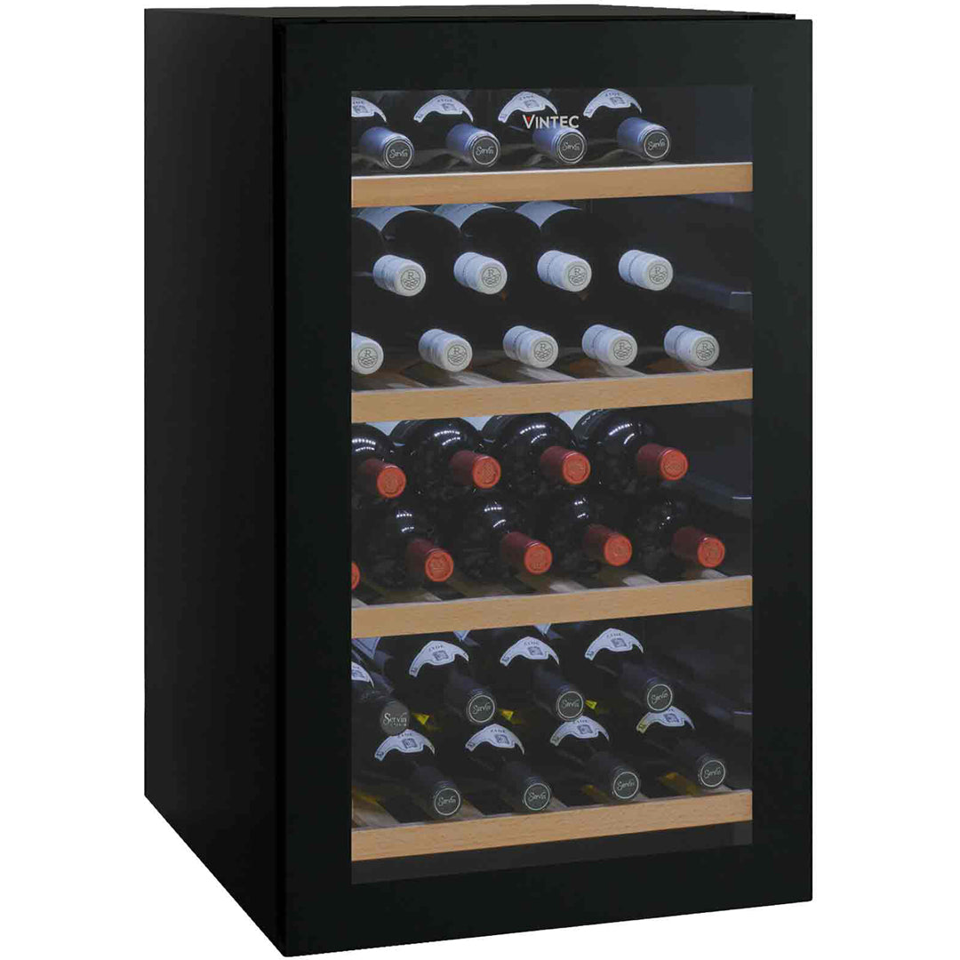 Vintec 35 Bottle Wine Cabinet in Black Glass - VWS035SBBX image_1