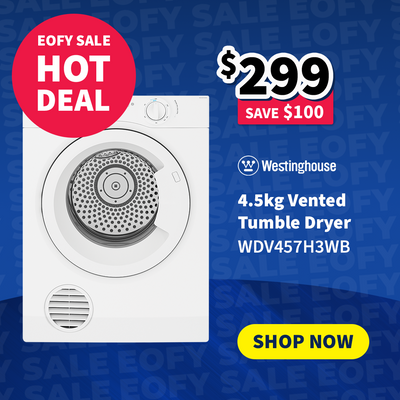 Westinghouse 4.5kg Vented Tumble Dryer on sale now $299 - Save $100