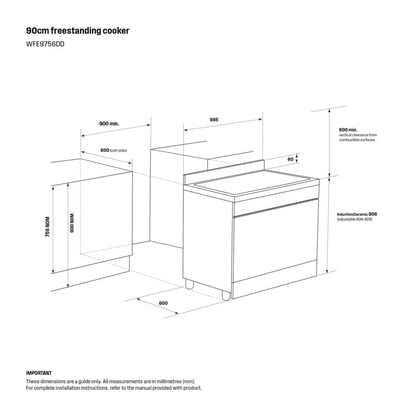 Westinghouse 90cm Induction Freestanding Cooker