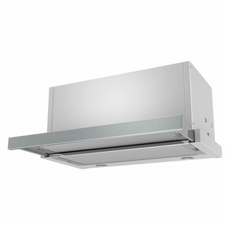 Angled view of the Westinghouse 60cm slideout range hood in stainless steel. 