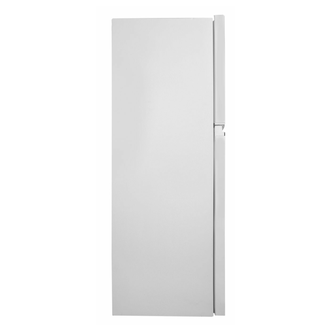 Side view of the Westinghouse 225L top mount fridge with the doors closed.