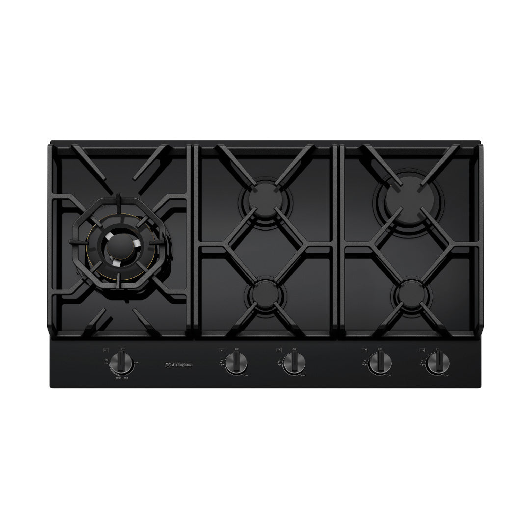 Westinghouse 90cm 5 Burner Black Ceramic Gas Glass Cooktop WHG959BD ...