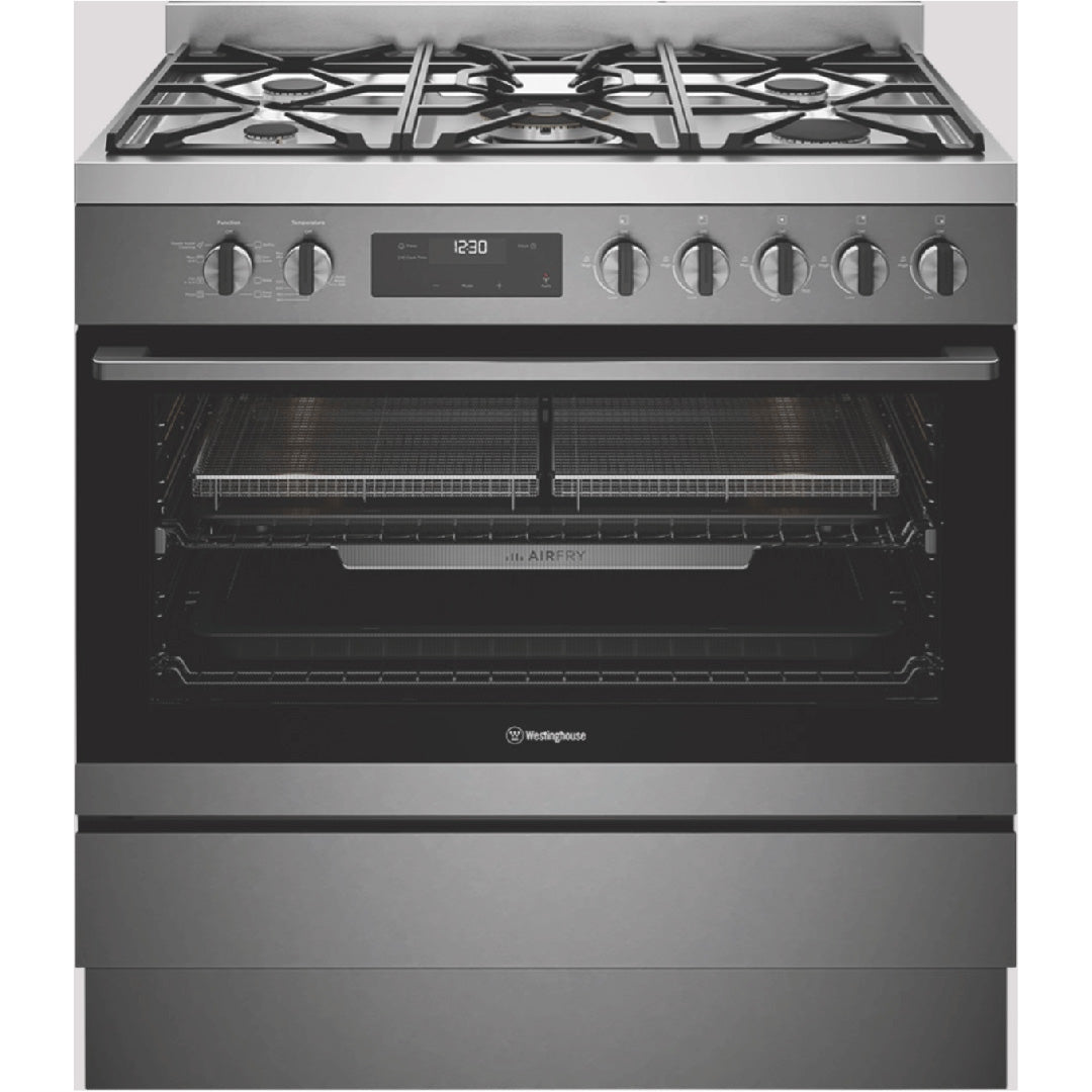 Westinghouse 90cm Dual Fuel Freestanding Cooker with AirFry Dark Stainless Steel - WFE9516DD image_1