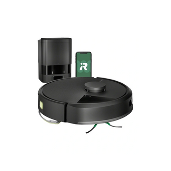 iRobot Roomba 105 Combo with AutoEmptying Dock, in a sleek balck design, with the AutoEmpty dock and mobile app control. 